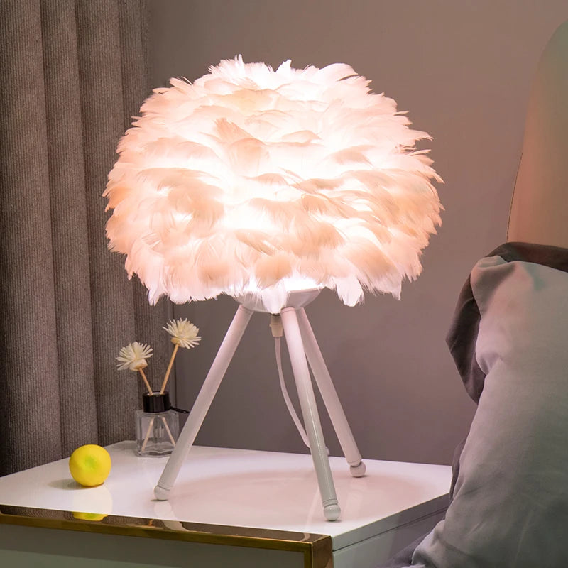 Feather Table Lamp – Modern Bedside & Living Room Light