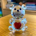 Love Heart Crystal Bear – Glass Figurine & Ornament