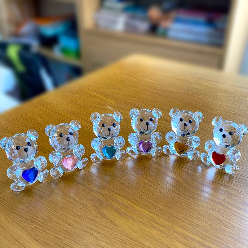Love Heart Crystal Bear – Glass Figurine & Ornament