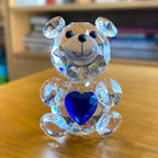 Love Heart Crystal Bear – Glass Figurine & Ornament