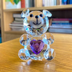 Love Heart Crystal Bear – Glass Figurine & Ornament