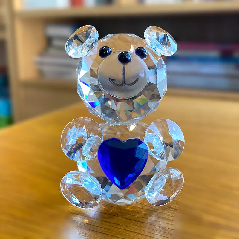 Love Heart Crystal Bear – Glass Figurine & Ornament