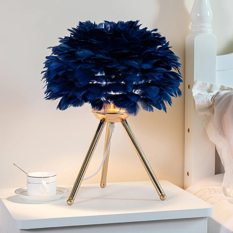 Feather Table Lamp – Modern Bedside & Living Room Light