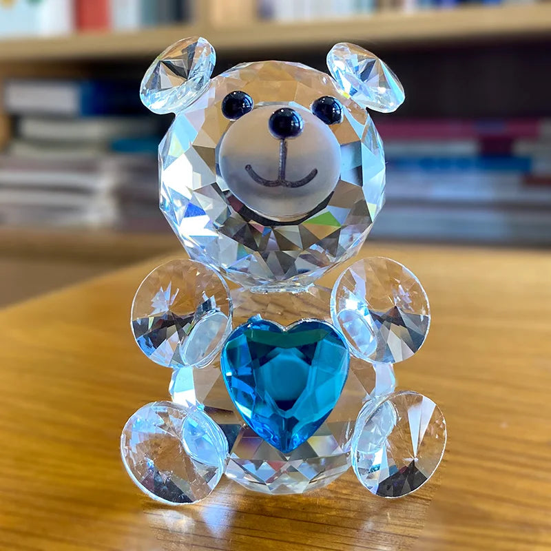 Love Heart Crystal Bear – Glass Figurine & Ornament