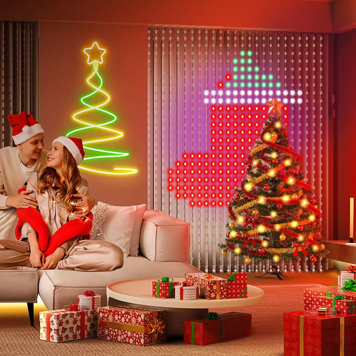 LED Smart Curtain Lights – Music Sync & Remote