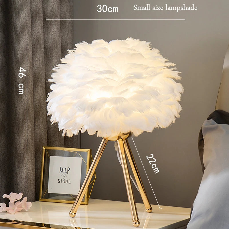 Feather Table Lamp – Modern Bedside & Living Room Light