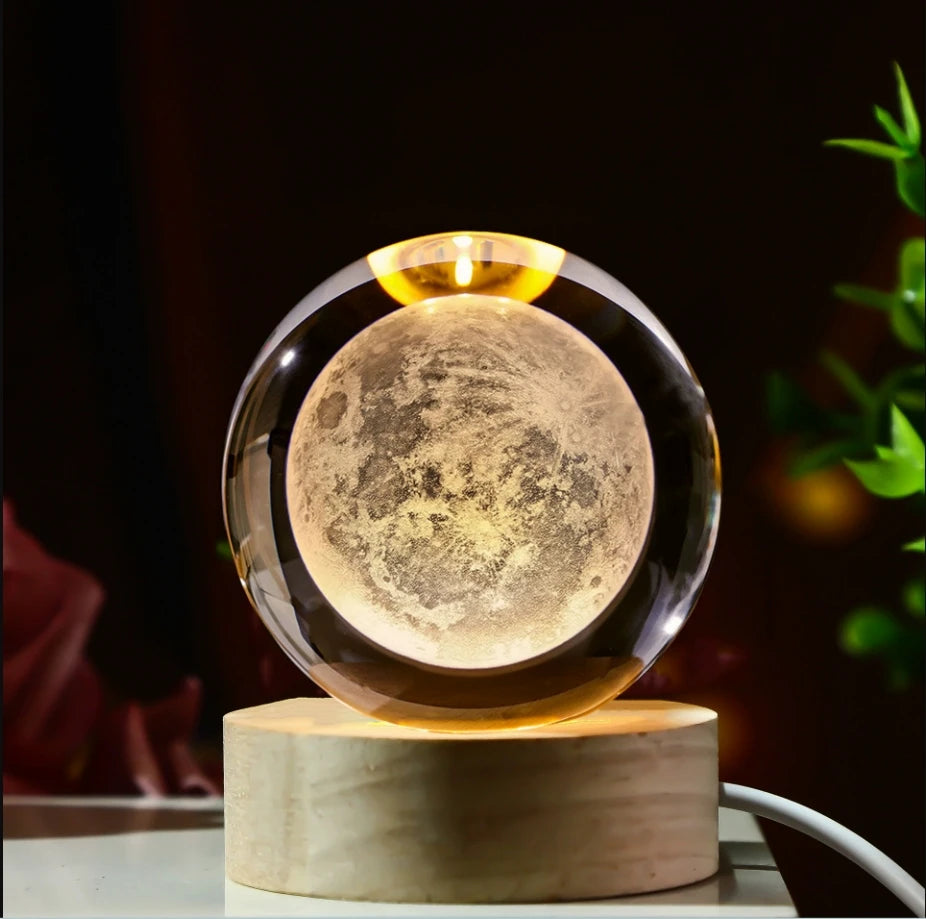 LED Galaxy Crystal Ball Lamp – 3D Planet Night Light