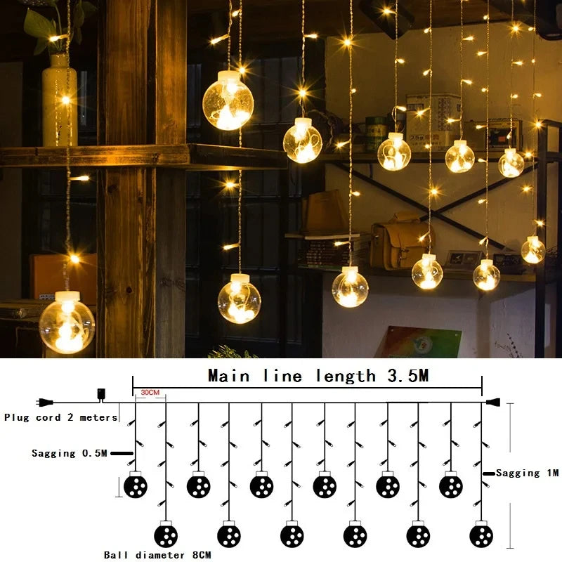 LED Curtain String Lights – Christmas Decoration