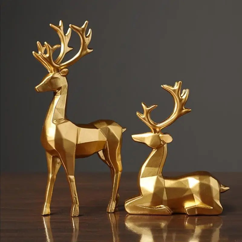 Reindeer Figurine Set – 2PCS Resin Christmas Decor