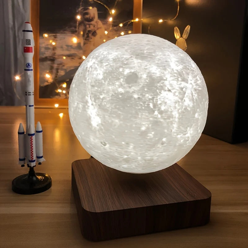 Levitating Moon LED Lamp – 3D Floating Night Light