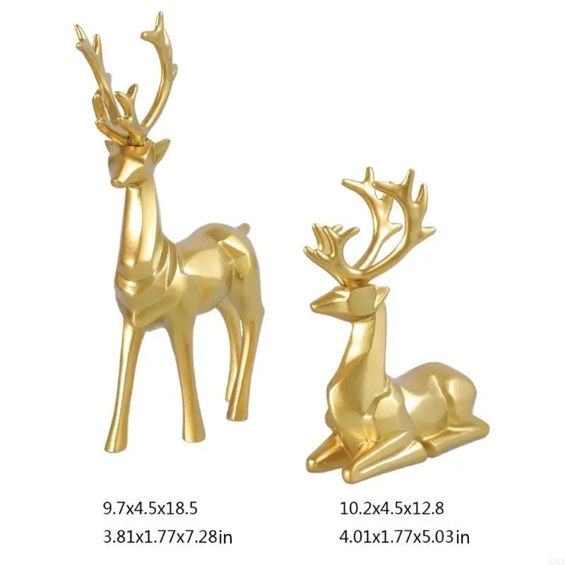 Reindeer Figurine Set – 2PCS Resin Christmas Decor