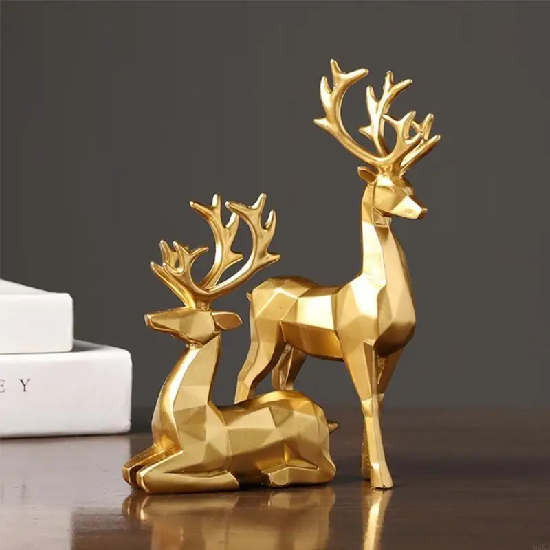 Reindeer Figurine Set – 2PCS Resin Christmas Decor