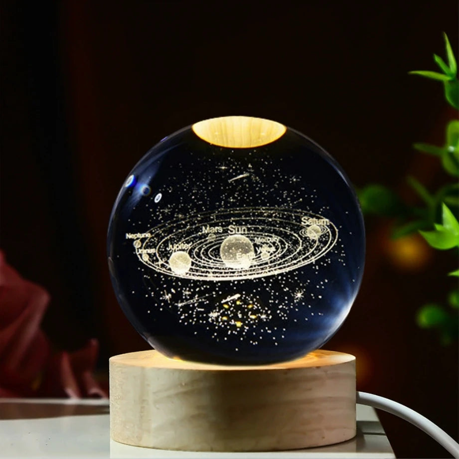 LED Galaxy Crystal Ball Lamp – 3D Planet Night Light