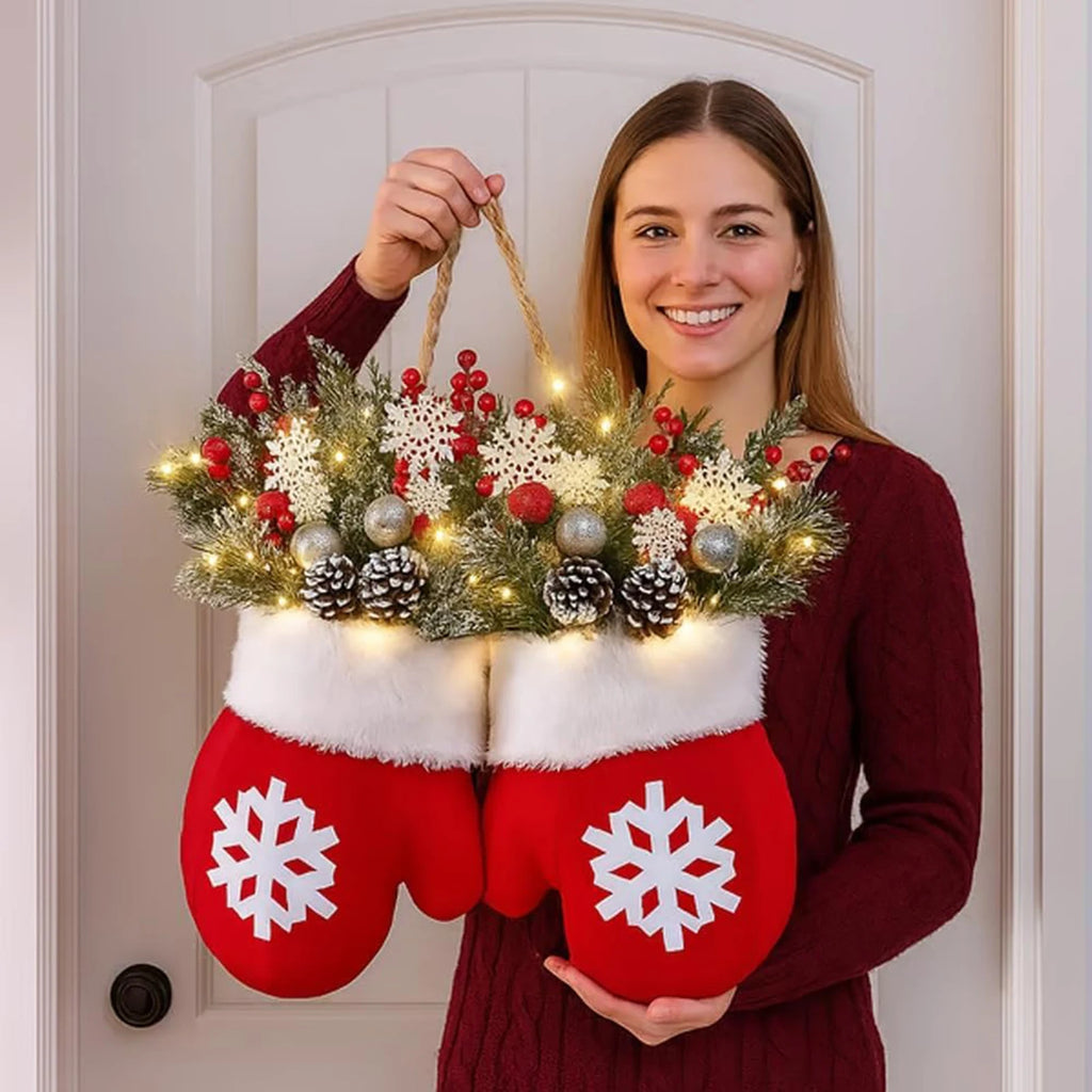 Christmas Glove Wreath –  Door & Window Decor