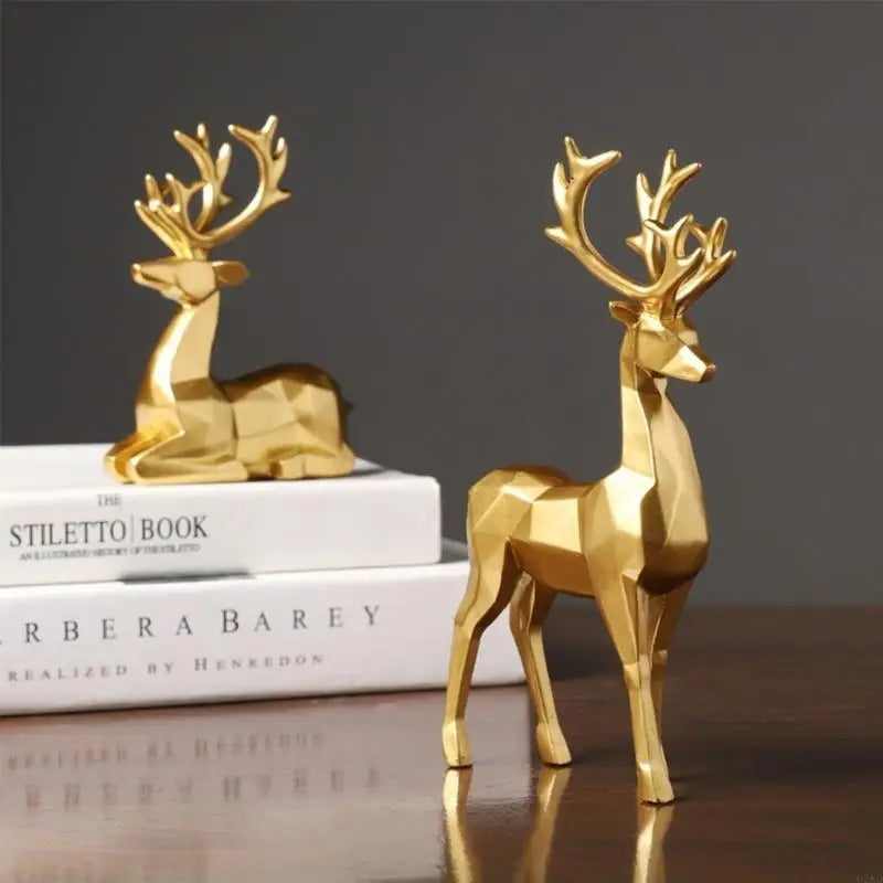 Reindeer Figurine Set – 2PCS Resin Christmas Decor