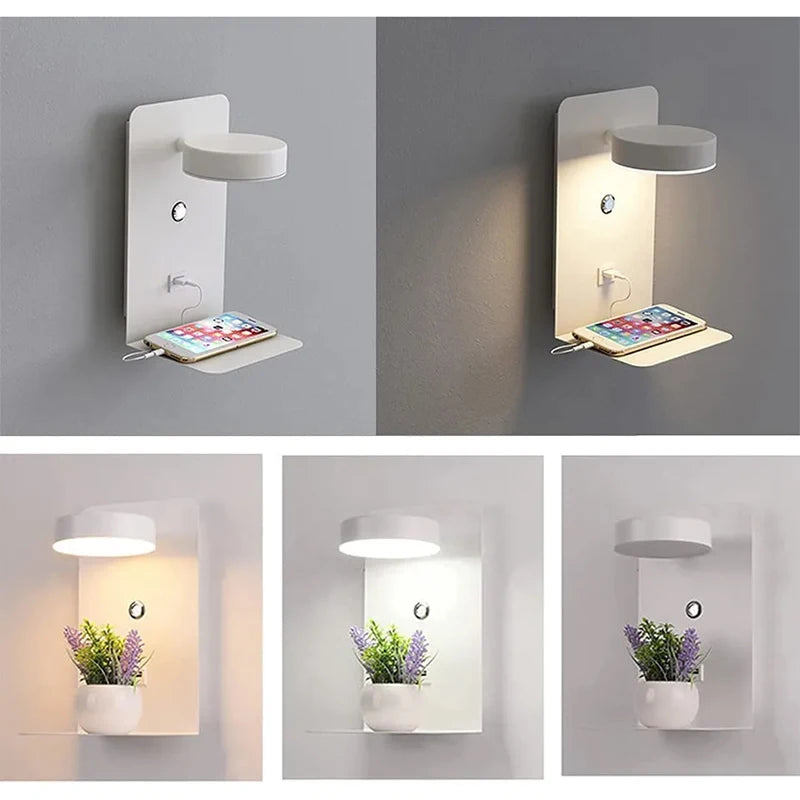 Modern LED Wall Lamp – USB Charging Bedside Light
