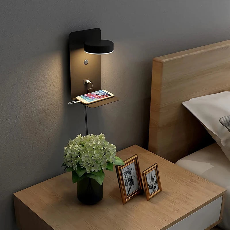 Modern LED Wall Lamp – USB Charging Bedside Light