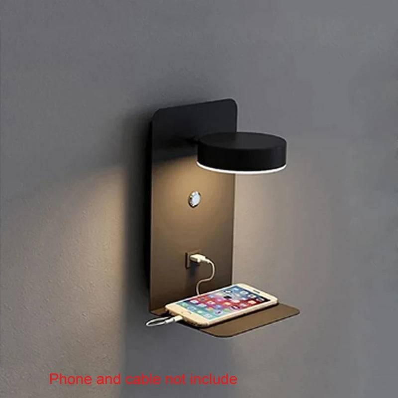 Modern LED Wall Lamp – USB Charging Bedside Light