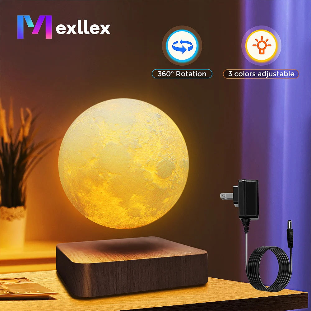 Levitating Moon LED Lamp – 3D Floating Night Light