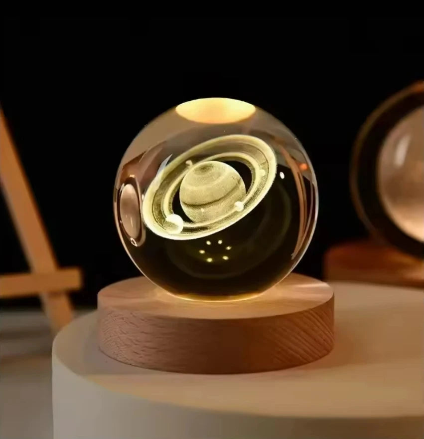 LED Galaxy Crystal Ball Lamp – 3D Planet Night Light