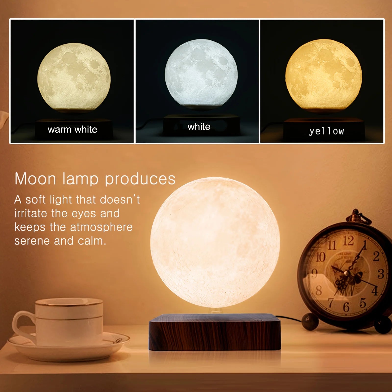Levitating Moon LED Lamp – 3D Floating Night Light