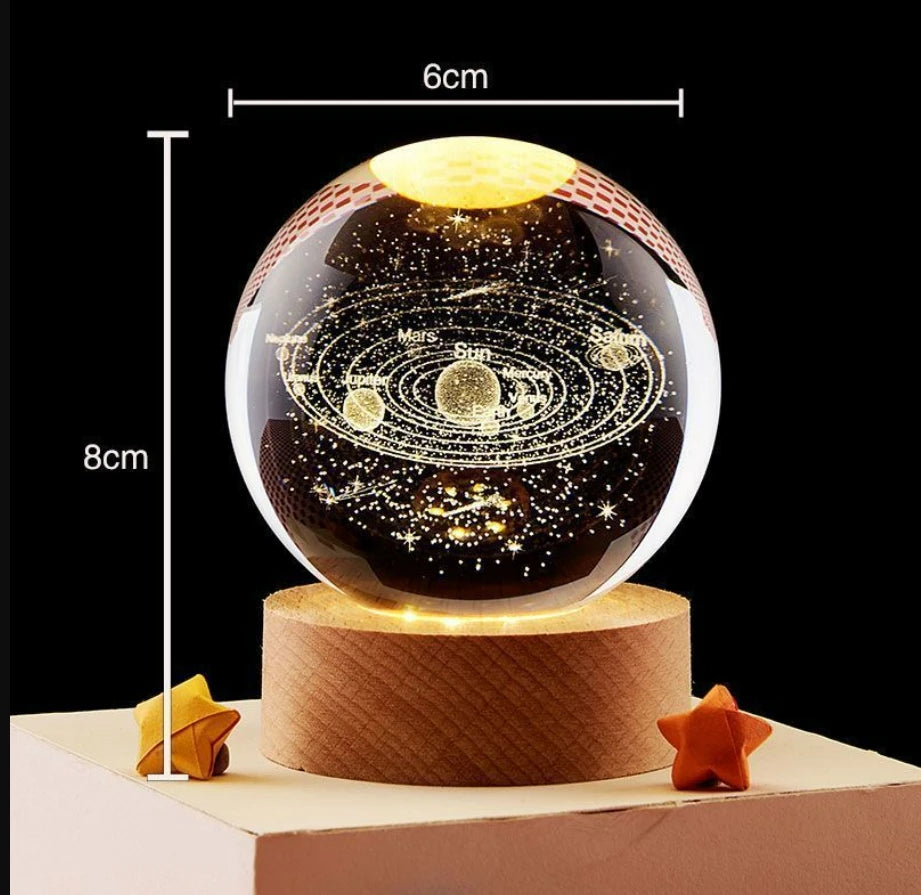 LED Galaxy Crystal Ball Lamp – 3D Planet Night Light