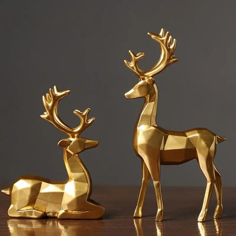 Reindeer Figurine Set – 2PCS Resin Christmas Decor